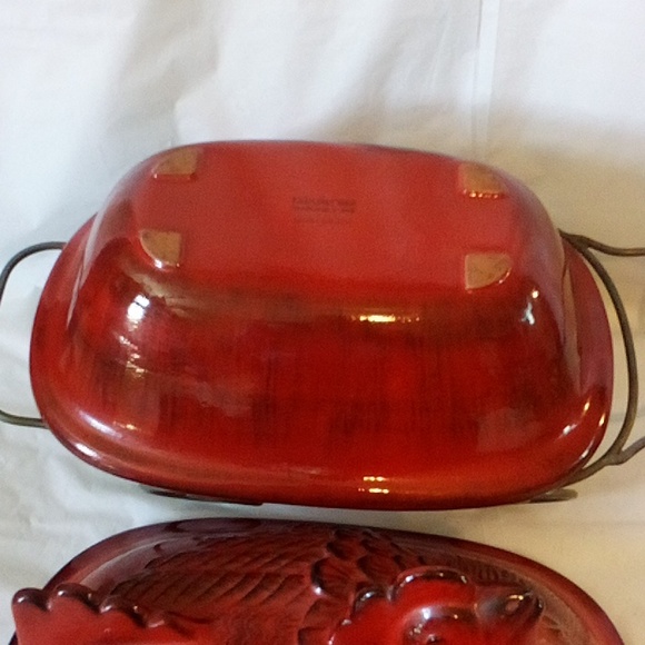 Rooster bakeware Italian pottery Tabularasa 4 quart on metal rack EUC - Picture 8 of 11